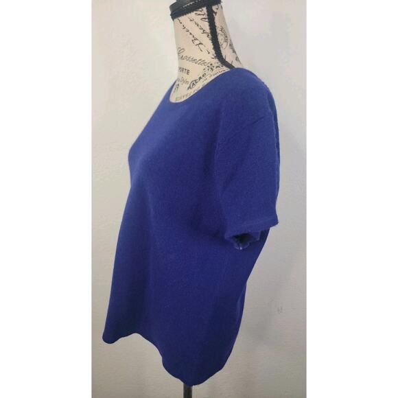 Premise Short Sleeves Pullover Top Sz XL 100% Cashmere Round Neck Violet - Picture 5 of 9
